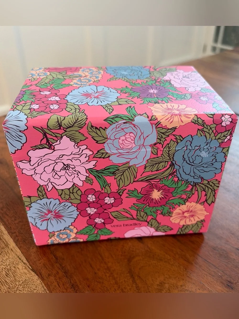 Vera Bradley Recipe Box Cards Set Vibrant Gardenias Pink Floral Kitchen NWOT